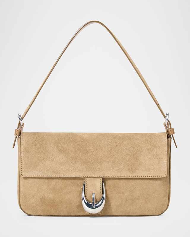 Harlow Buckle Suede Shoulder Bag